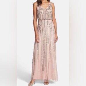 Adrianna Papell Beaded & Sequined Gown Dress Size 6 Glamorous Fancy Gatsby
